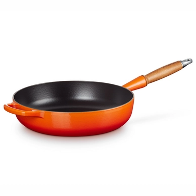 Sauté Pan Le Creuset Round Wooden Handle Orange Red 28 cm